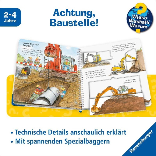 Buchcover und Innenansicht für das Buch: Wieso? Weshalb? Warum? junior, Band 38: Der Bagger