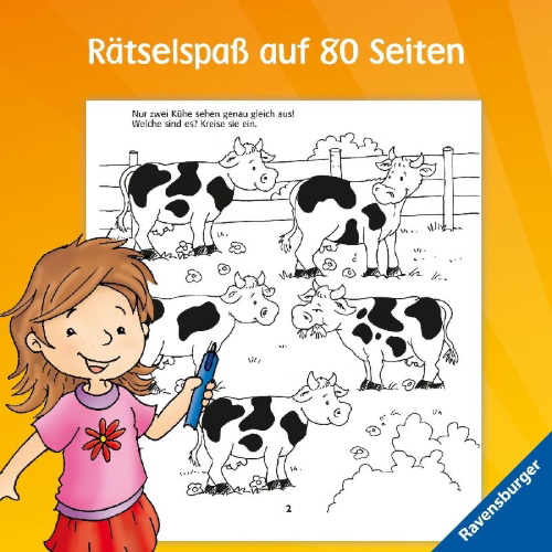 Buchcover und Innenansicht für das Buch: Kindergarten-Rätselspaß für unterwegs