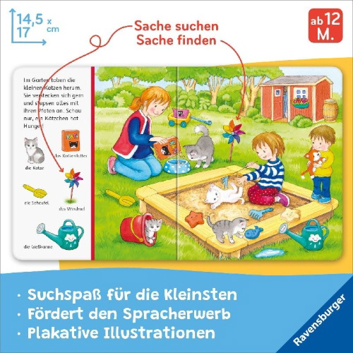 Buchcover und Innenansicht für das Buch: Mein erstes Sachen suchen: Lieblingstiere