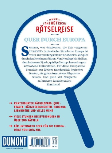Buchcover und Innenansicht für das Buch: DUMONTs Fantastische Rätselreise Quer durch Europa