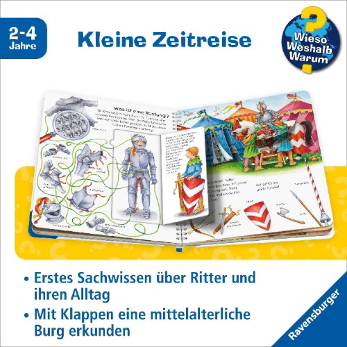 Buchcover und Innenansicht für das Buch: Wieso? Weshalb? Warum? junior, Band 4: Die Ritterburg