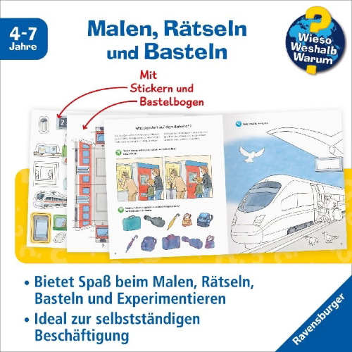 Buchcover und Innenansicht für das Buch: Wieso? Weshalb? Warum? aktiv-Heft: Eisenbahn