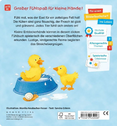 Buchcover und Innenansicht für das Buch: Mein erstes großes Tier-Fühlbuch