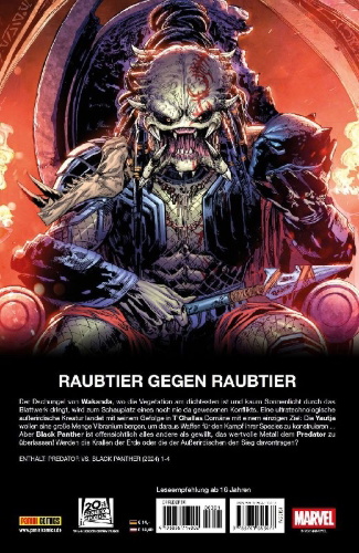 Buchcover und Innenansicht für das Buch: Predator vs. Black Panther (2024) #1-#4
