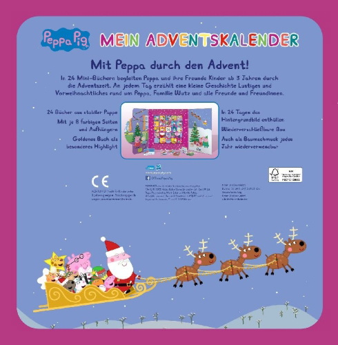 Buchcover und Innenansicht für das Buch: Peppa Pig Adventskalender