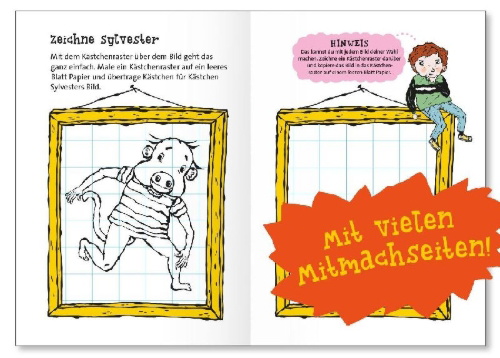 Buchcover und Innenansicht für das Buch: LasseMajas Sommarlovsbok - Var är Sylvester?