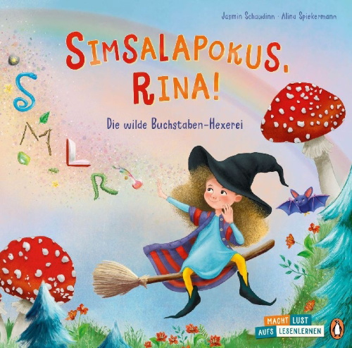 Buchcover und Innenansicht für das Buch: Simsalapokus, Rina! Die wilde Buchstaben-Hexerei