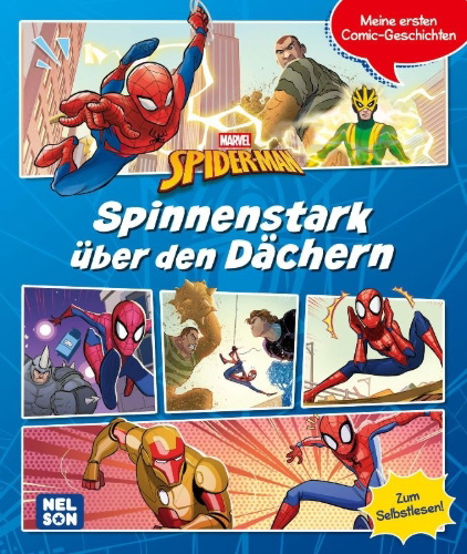 Buchcover und Innenansicht für das Buch: Spider-Man: Meine ersten Comic-Geschichten: Spinnenstark über den Dächern