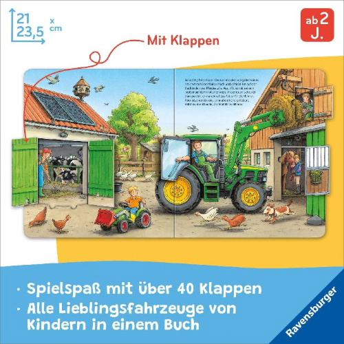 Buchcover und Innenansicht für das Buch: Unterwegs mit vielen Fahrzeugen