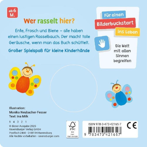 Buchcover und Innenansicht für das Buch: Meine bunten Ri-Ra-Rasseltiere