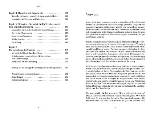 Buchcover und Innenansicht für das Buch: Steuern steuern mit Immobilien