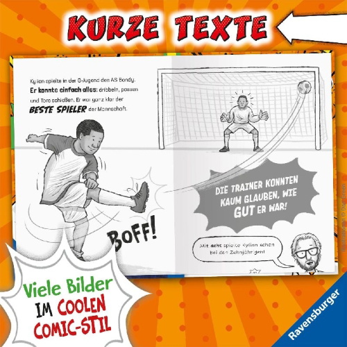 Buchcover und Innenansicht für das Buch: Football Superstars. Mbappé Rules