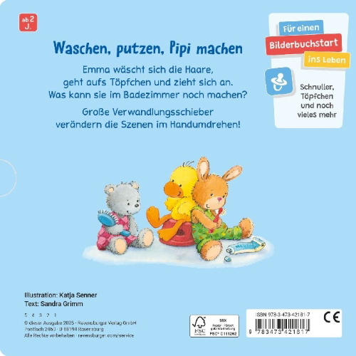 Buchcover und Innenansicht für das Buch: Haare waschen, Zähne putzen