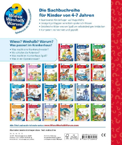 Buchcover und Innenansicht für das Buch: Wieso? Weshalb? Warum?, Band 53: Was passiert im Krankenhaus?