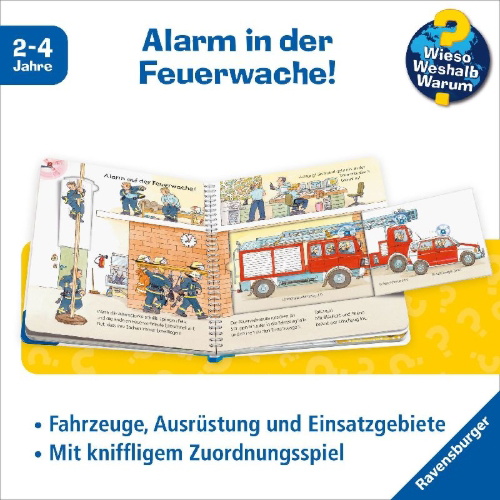 Buchcover und Innenansicht für das Buch: Wieso? Weshalb? Warum? junior, Band 2: Die Feuerwehr