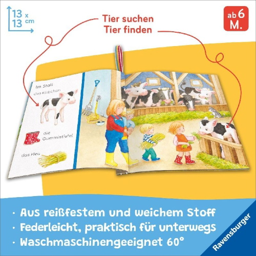 Buchcover und Innenansicht für das Buch: Mein Knuddel-Knautsch-Buch - Sachen suchen. Mein Bauernhof
