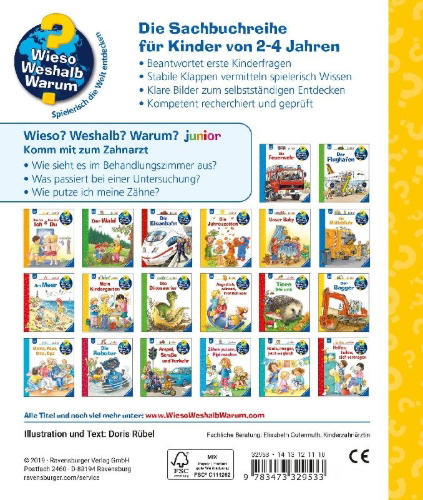 Buchcover und Innenansicht für das Buch: Wieso? Weshalb? Warum? junior, Band 64: Komm mit zum Zahnarzt