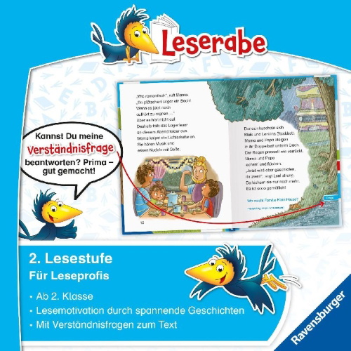 Buchcover und Innenansicht für das Buch: Leserabe 2. Lesestufe - Unsere verrückten Camping-Ferien