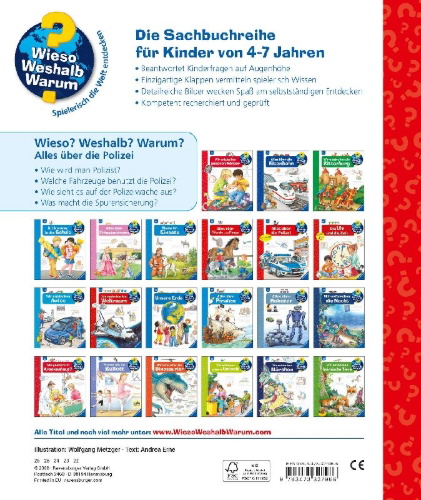 Buchcover und Innenansicht für das Buch: Wieso? Weshalb? Warum?, Band 22: Alles über die Polizei