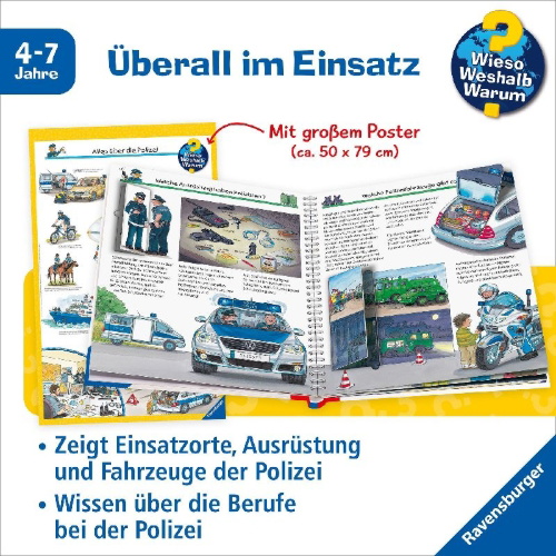 Buchcover und Innenansicht für das Buch: Wieso? Weshalb? Warum?, Band 22: Alles über die Polizei
