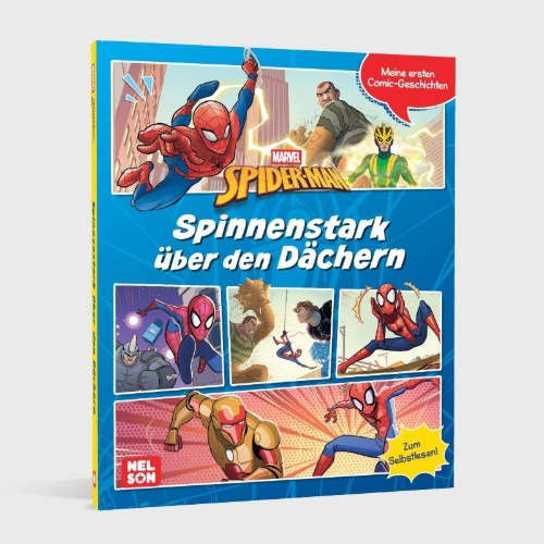 Buchcover und Innenansicht für das Buch: Spider-Man: Meine ersten Comic-Geschichten: Spinnenstark über den Dächern