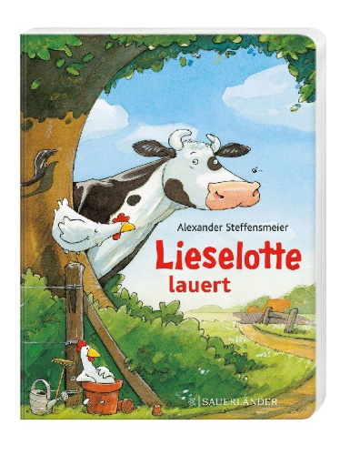 Buchcover und Innenansicht für das Buch: Lieselotte lauert (Pappbilderbuch)
