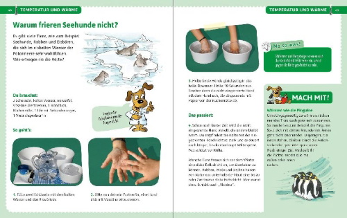 Buchcover und Innenansicht für das Buch: Experimente für Kinder