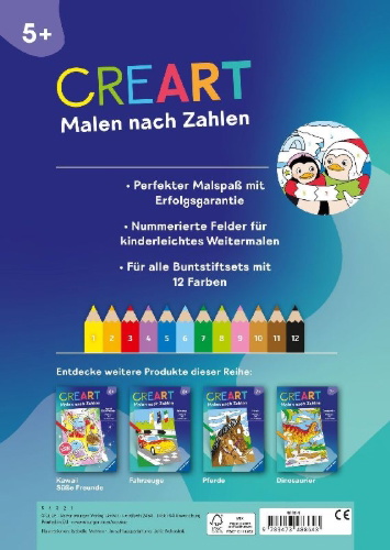 Buchcover und Innenansicht für das Buch: CreArt Malen nach Zahlen - Weihnachten