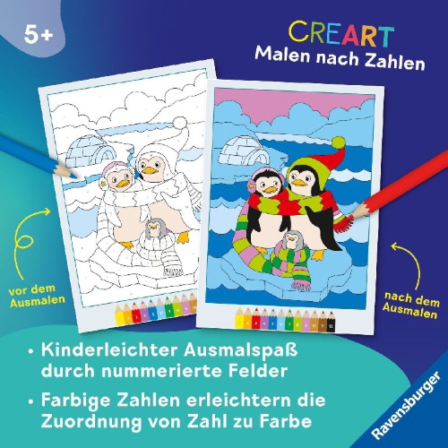 Buchcover und Innenansicht für das Buch: CreArt Malen nach Zahlen - Weihnachten