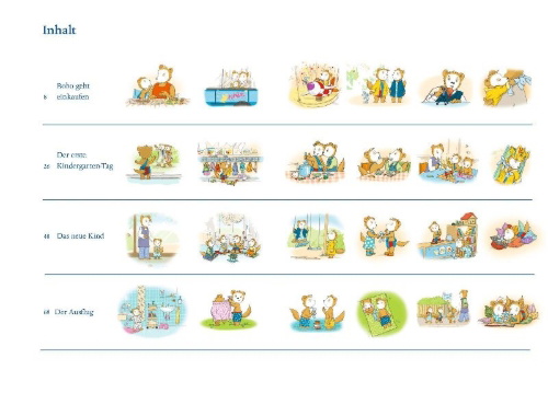 Buchcover und Innenansicht für das Buch: Bobo Siebenschläfer: Viel Spaß im Kindergarten!